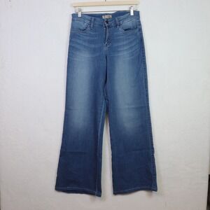 GUESS Blue Wide Leg High Rise Whiskered Denim Jeans 28